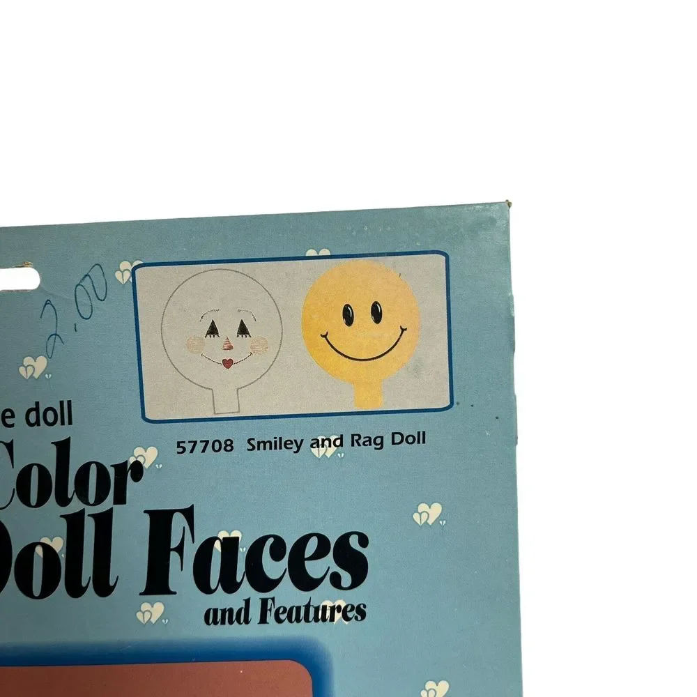 Dolly Dear Full Color Iron On Doll Faces 57708 Smiley & Rag Doll‎ NOS